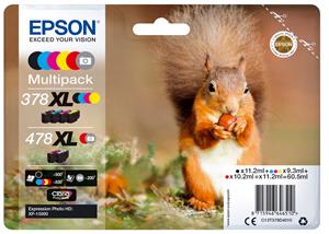 Epson Squirrel 478XL cartuccia d'inchiostro 1 pz Originale Resa elevata (XL) Nero, Ciano, Magenta, Giallo, Rosso, Grigio